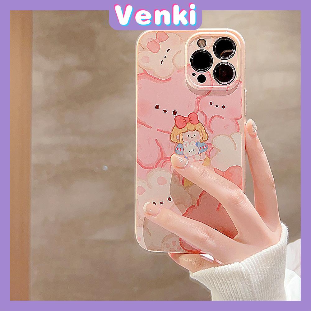 VENKI - For iPhone 11 iPhone Case Cream Glossy Soft Case TPU Shockproof Camera Cover Protection Cute Bear Compatible with iPhone 14 13 Pro max 12 Pro Max xr xs max 7Plus 8Plus