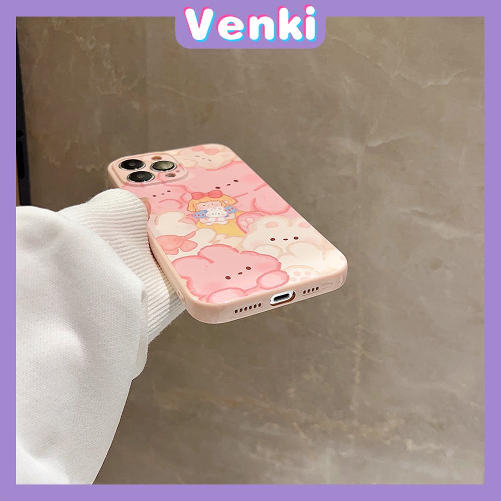 VENKI - For iPhone 11 iPhone Case Cream Glossy Soft Case TPU Shockproof Camera Cover Protection Cute Bear Compatible with iPhone 14 13 Pro max 12 Pro Max xr xs max 7Plus 8Plus