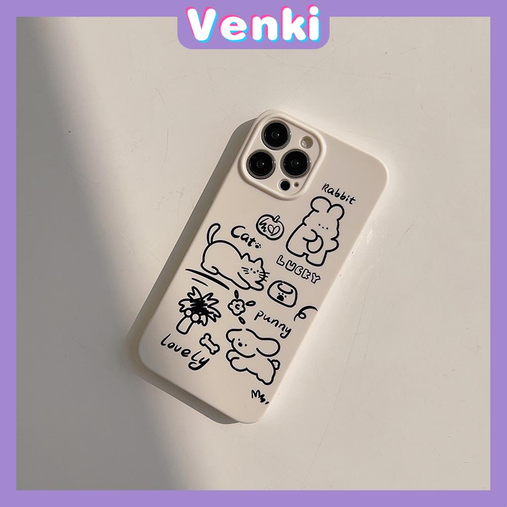 VENKI - For iPhone 11 iPhone Case White Glossy TPU Soft Shell Shockproof Camera Case Protection Stick Figure Animal Compatible with iPhone 14 13 Pro max 12 Pro Max xr xs max 7 8