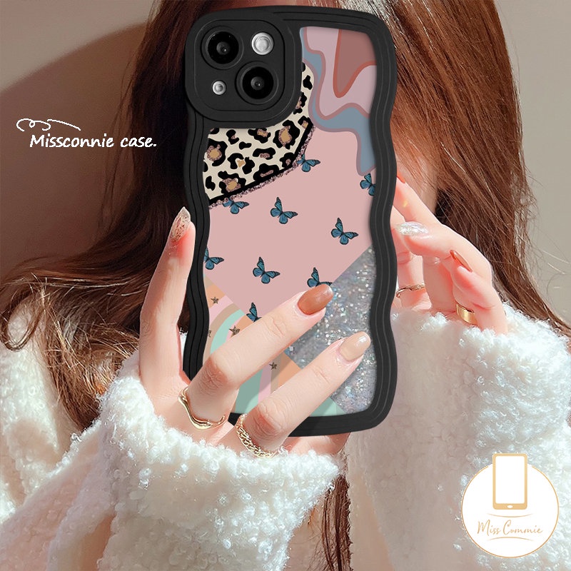 Casing Untuk Infinix Note12 G96 10 Pro Hot9 10 11 12 Play Smart 4 6 5 Plus Hot20 9 10 11s 10s 12i 10Lite 20s 8 12 Pro Wavy Edge Art Vintage Motif Kupu-Kupu Leopard Soft Tpu Sarung