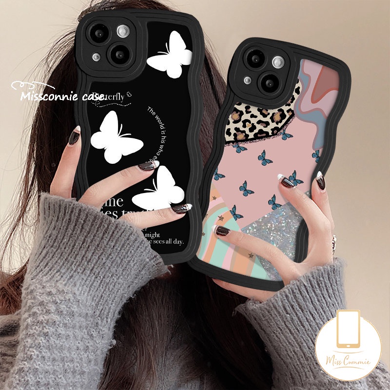 Casing Untuk Infinix Note12 G96 10 Pro Hot9 10 11 12 Play Smart 4 6 5 Plus Hot20 9 10 11s 10s 12i 10Lite 20s 8 12 Pro Wavy Edge Art Vintage Motif Kupu-Kupu Leopard Soft Tpu Sarung