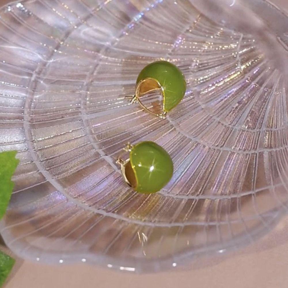 Mxbeauty Anting Wanita Minoritas Geometris Desain Fashion Manik Bulat Tembaga Temperamen Enamel Telinga Gesper