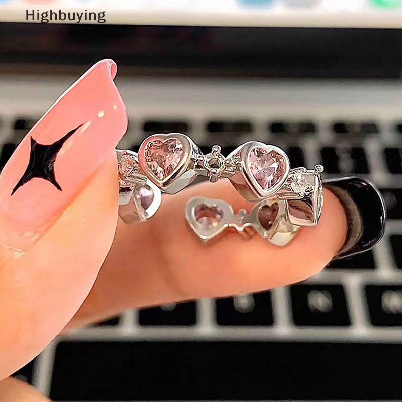 Hbid Fashion Kreatif Punk Gothic Duri Cinta Hati Cincin Mata Kucing Merah Muda Jantung Cincin Wanita Pembukaan Perhiasan Cincin Hadiah Glory