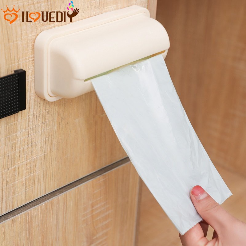 Mudah Ditarik Kantong Sampah Kotak Dinding Tempel Tempat Kantong Belanjaan Tahan Debu Roll Kertas Organizer Case Makanan Cling Wrap Film Storage Bin Untuk Dapur Kamar Mandi Tidur