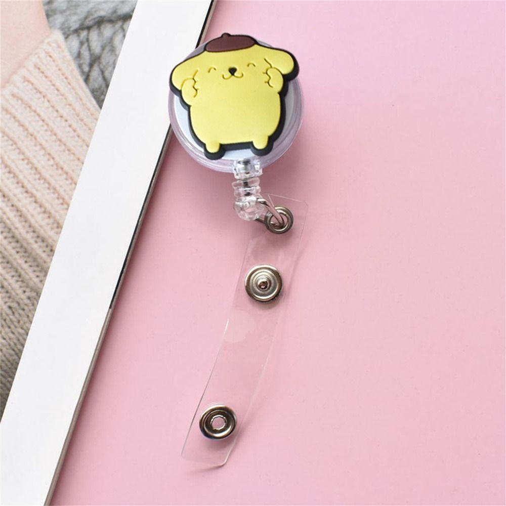 Lanfy Retractable Badge Reel Cute Kawaii Chest Card Kartu Kerja Kartu Siswa Puding Anjing Perawat Badge Holder