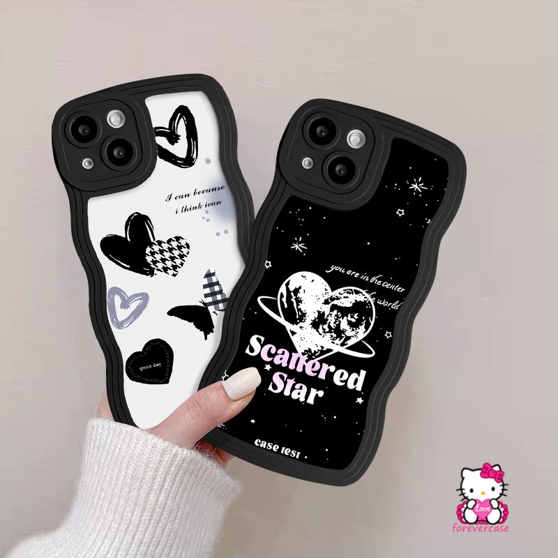 Casing Soft Tepi Bergelombang Untuk Redmi Note10 11s 10s 11 9s 8 9 Pro Max Redmi 12C 9A 9T 10 9C NFC A1 10C 10A 9 A1+POCO M3 X3 NFC Pro Mi 11T Pro Love Heart Fashion Fantasy Case Kupu-Kupu