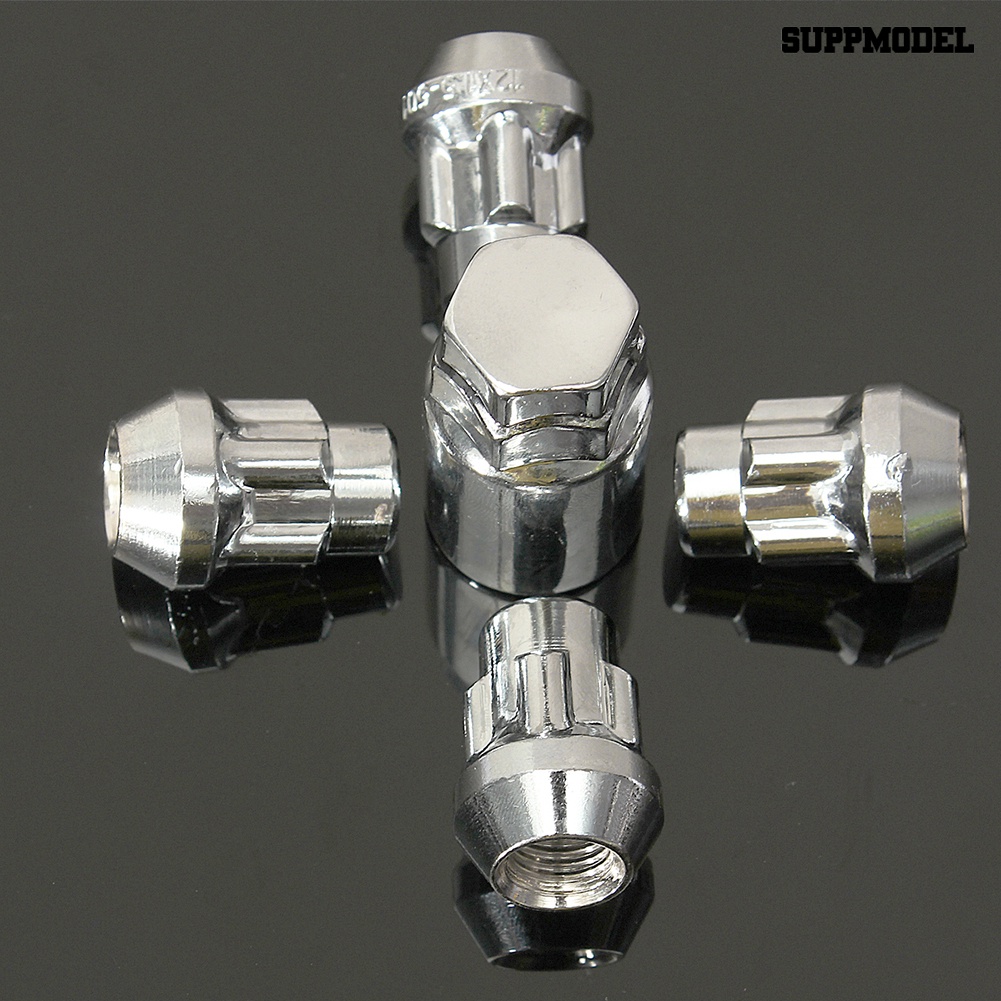 [SM Otomatis] 4Pcs 12x1.5mm 60derajat Tapered Alloy Wheel Lock Baut Mur Anti Maling Dengan Kunci