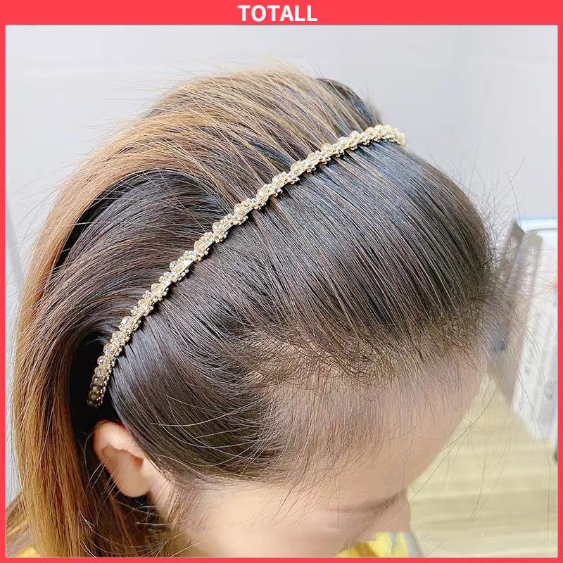 COD Bando Wanita Premium Diamond Metal Fashion Korea Bandana Mutiara Rambut-Totall