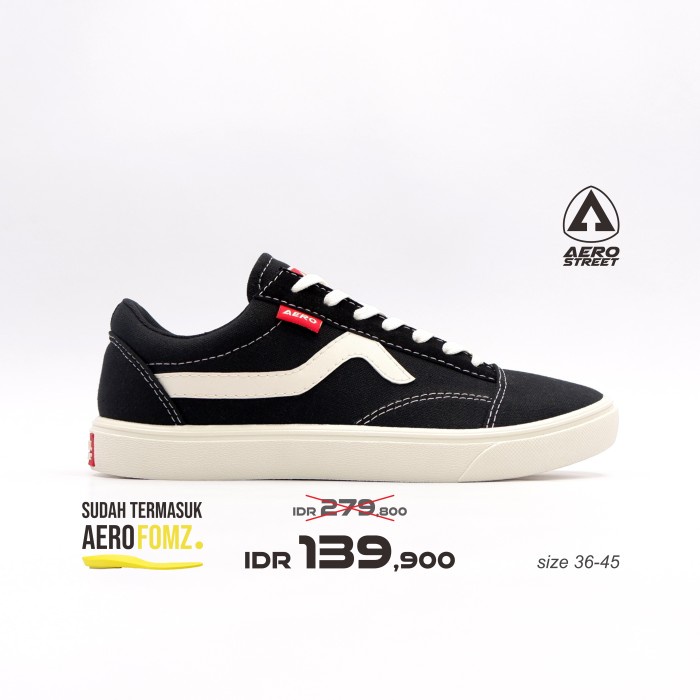 (COD) Aerostreet 36-45 Massive Low Hitam - Sepatu Sneakers Casual 21AA30 - 38