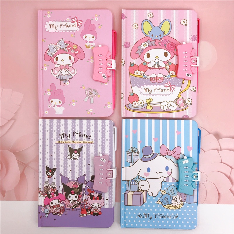 (80HAL) BUKU DIARY SET PULPEN  KUNCI / BUKU TULIS SANRIO SET PULPEN DENNGAN PENGAMAN KODE KUNCI