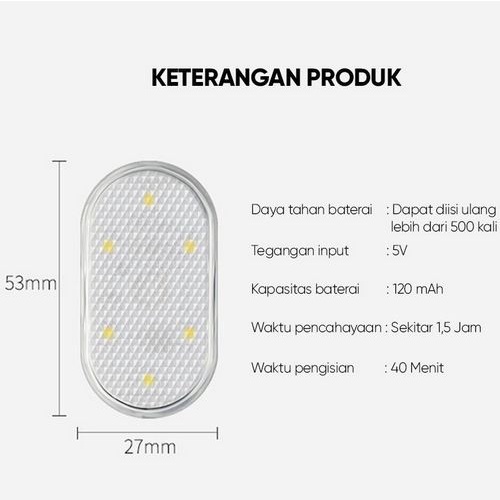 Lampu LED PLAFON USB Mobil SENSOR SENTUH touch light usb bagasi kabin