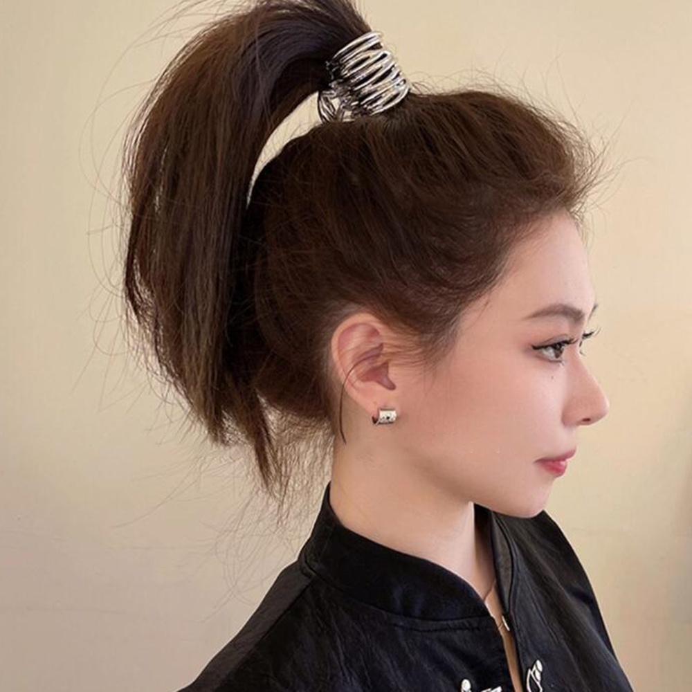 1pcs Ins Hiasan Kepala Klip Rambut Ponytail Tinggi Chic Dan Simple Bahan Metal Untuk Wanita Perempuan