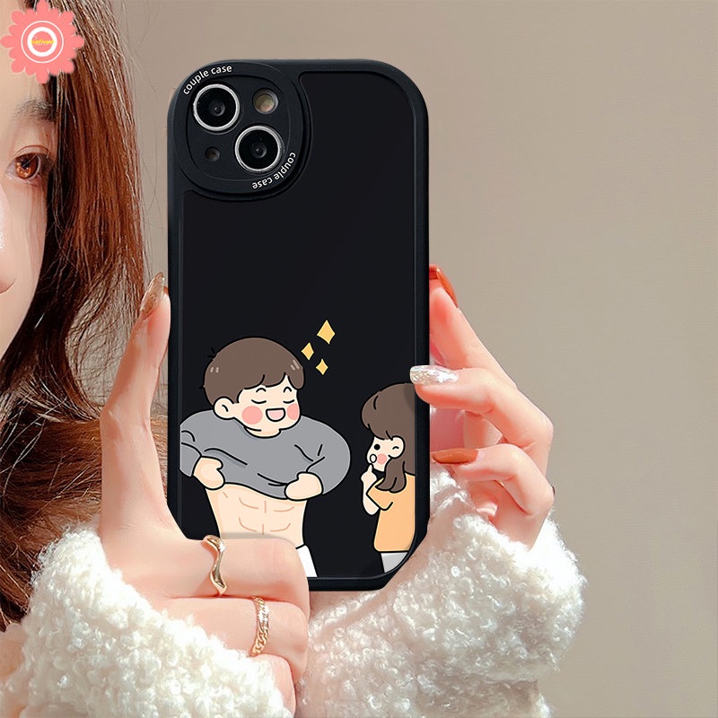 Couple Case Untuk Realme C53 C55 C11 C15 C30 C21Y C25Y 5 8i 6i 9i 6 6s 5i 7i C21 C31 C35 GT C25s 10 8 Pro C1 C12 C3 C20 C17 C20A Otot Perut Yang Menyenangkan Cowok Cewek Lovers Lembut Sarung