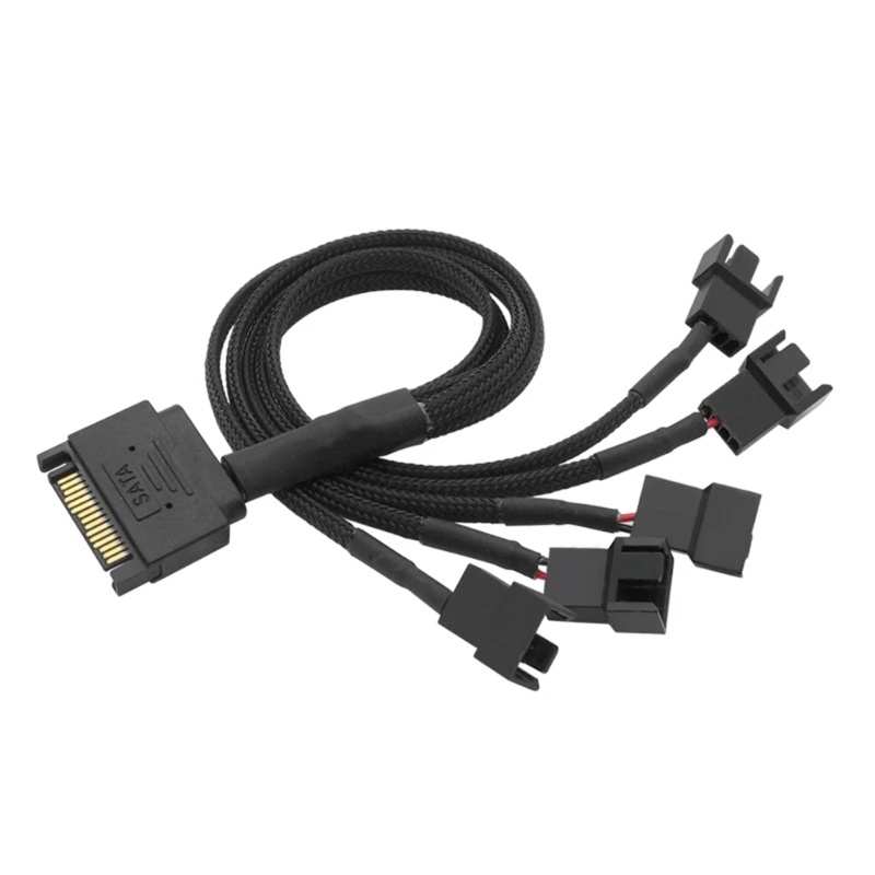 Kabel Adaptor VIVI 15Pin Ke 5-Port 3pin/4pin Kabel Kipas Pendingin Kepang Nilon Hitam