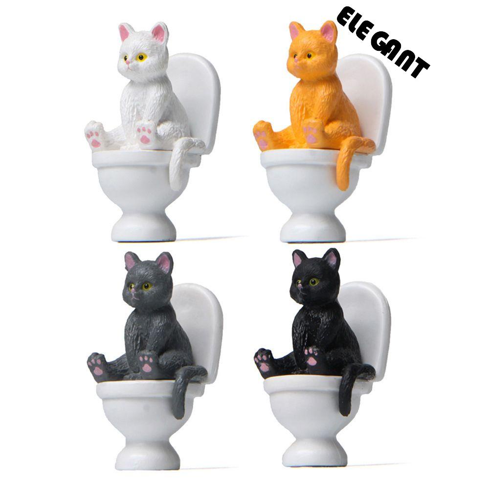 [Elegan] Kucing Miniatur Mikro Lansekap Desktop Ornamen Model Kucing Mainan Hiasan Aksesoris Ornamen Taman Ekspresi Dekorasi Toilet Duduk Miniatur Kucing