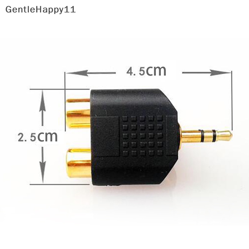 Gentlehappy 1pc Plug male Audio stereo Lapis Emas Ke 2jack RCA female Y Adaptor 3.5mm 1pc Plug male Audio stereo Lapis Emas Ke 2jack RCA female Adaptor Y 3.5mm Piring Emas 1pc