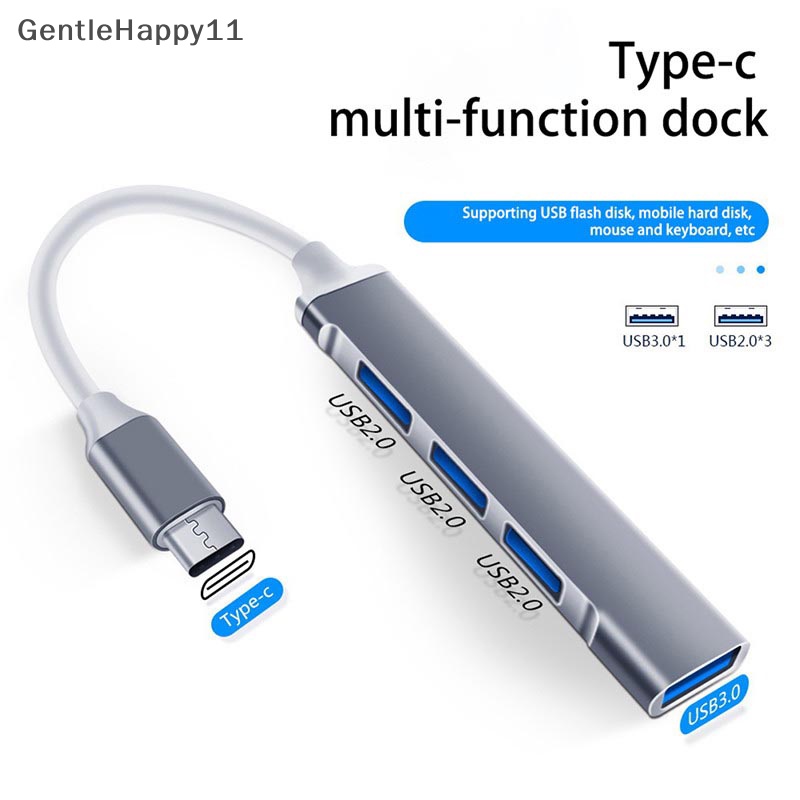 Gentlehappy USB C HUB 3.0 Tipe C 3.1 4port Multi Splitter Adapter OTG Untuk PC Komputer id