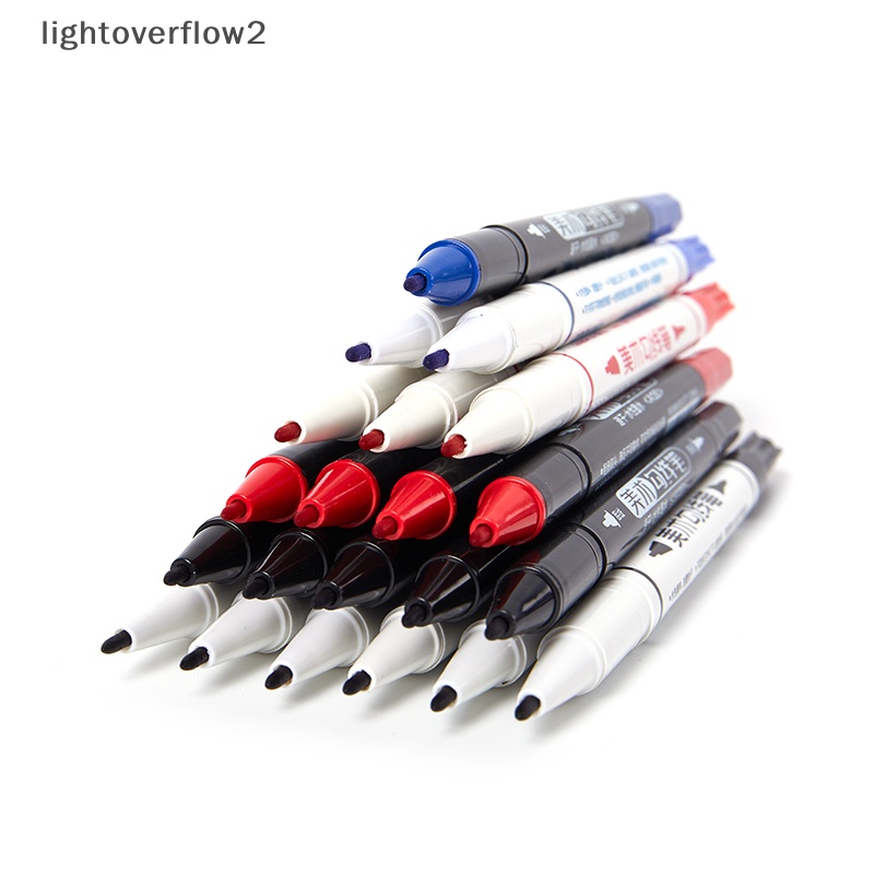 [lightoverflow2] 10pcs Pen Garis Berkepala Dua Paing Stroke Hook Line Berminyak Spidol Pen Tahan Aus Fiber Pen Tinta Pena Art Alat Tulis Kantor [ID]