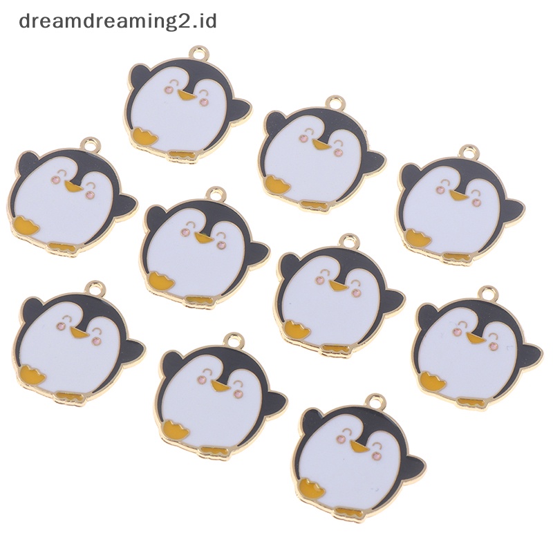 (drea) 10pcs/set charm enamel ch Pinguin Kartun Untuk Membuat Perhiasan Liontin//