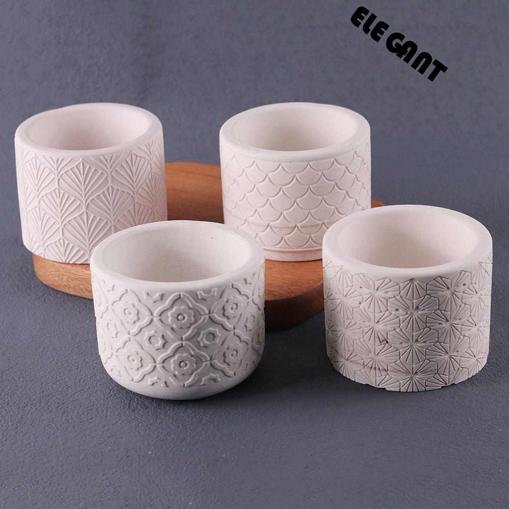 [Elegan] Cetakan Pot Bunga Resin Silinder Semen Berkebun Gypsum Succulent Pot Mold