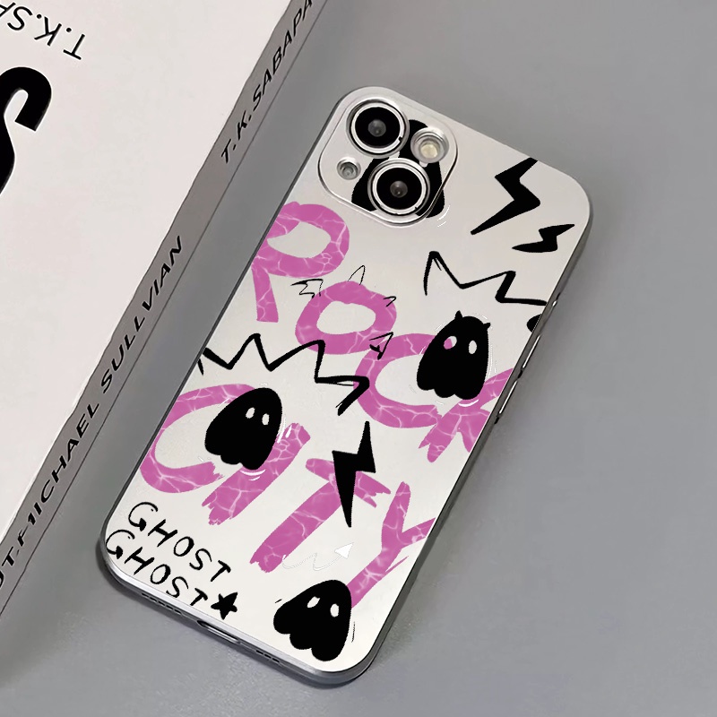 IPHONE Rock City Soft Phone Case Kompatibel Untuk Iphone14 13 12 11 Pro Max XS XR X8 7 6S Plus Casing Mini Electroplate TPU Silikon Shockproof Cover