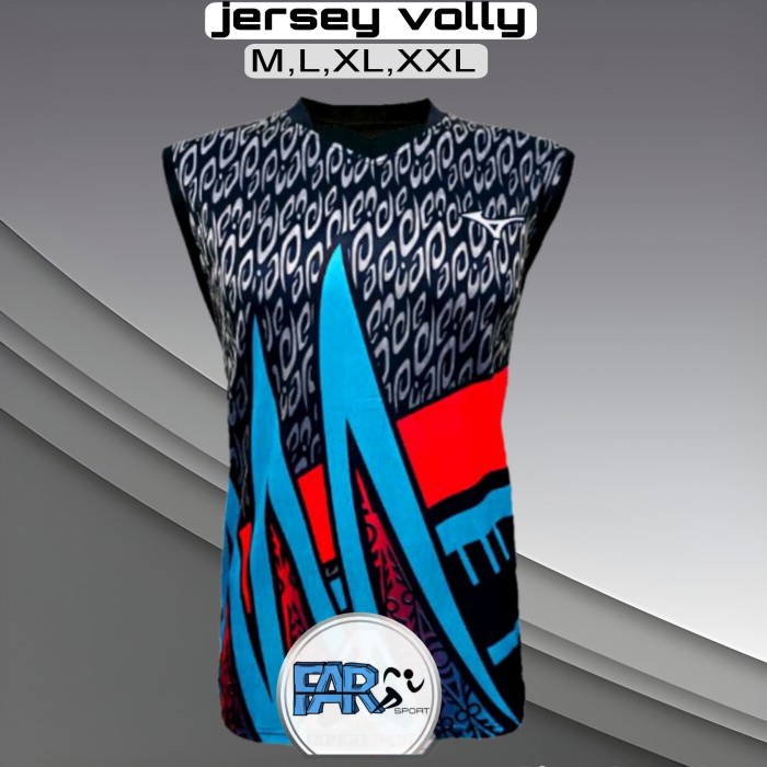 jersey volly singlet/baju volly/kaos volly - Biru, XL