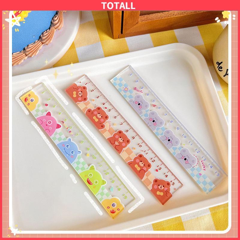 COD 15cm Bear Rabbit Ruler Multifungsi Diy Alat Gambar Siswa Kartun Penggaris Double-Totall