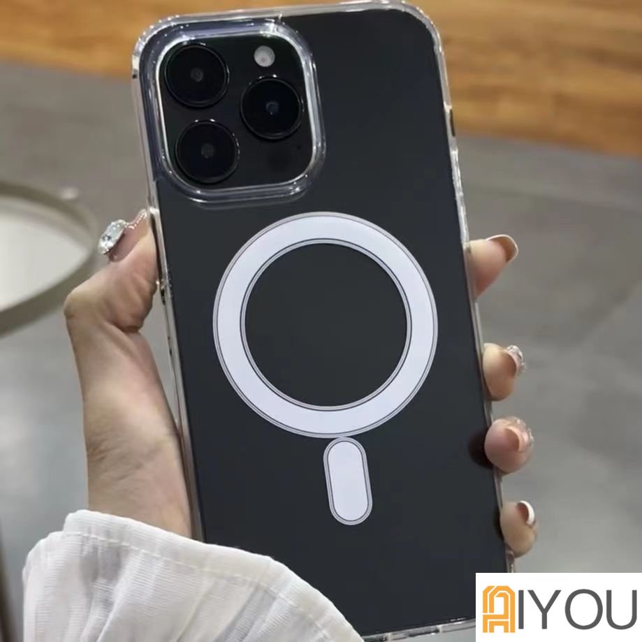 Casing Ponsel Transparan Gradasi Glittermagnetik Untuk iPhone 1413pro max casing 12 pro Max11 acrylic iP x xs max xr 7 8 plus+3m Tahan Guncangan Dan anti Jatuh Silikon Bening hard case