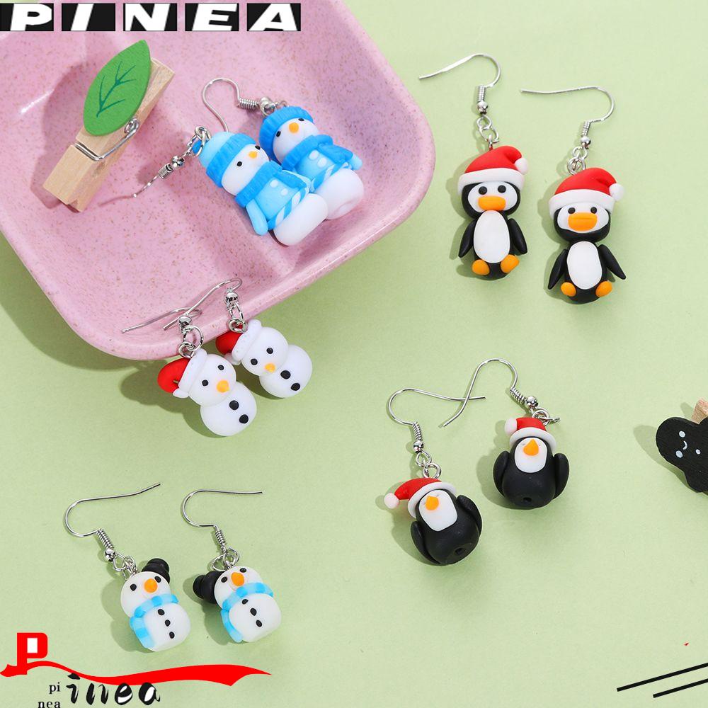 Nanas Anting Natal Wanita Hewan Menjuntai Kait Perhiasan Handmade Polymer Clay