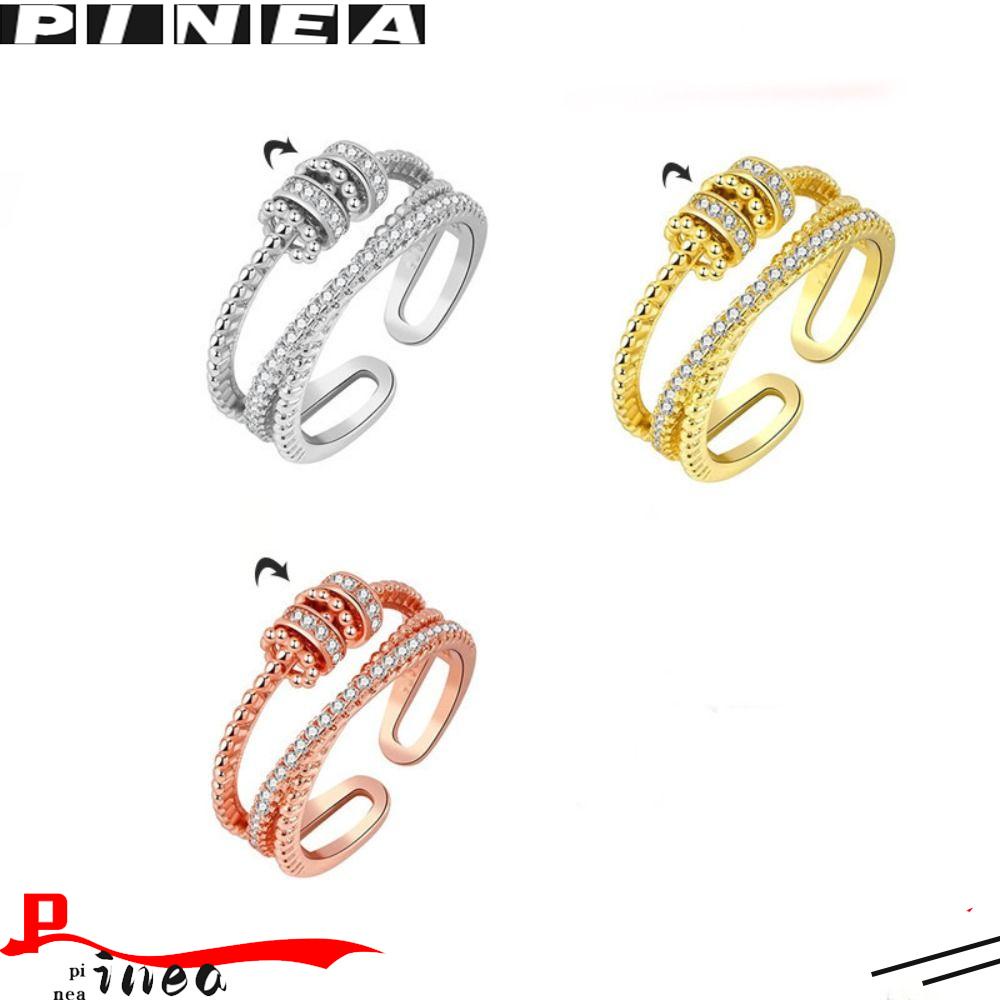 Nanas 3 Pcs Cincin Adjustable Perhiasan Berputar Triple-Spin Ring