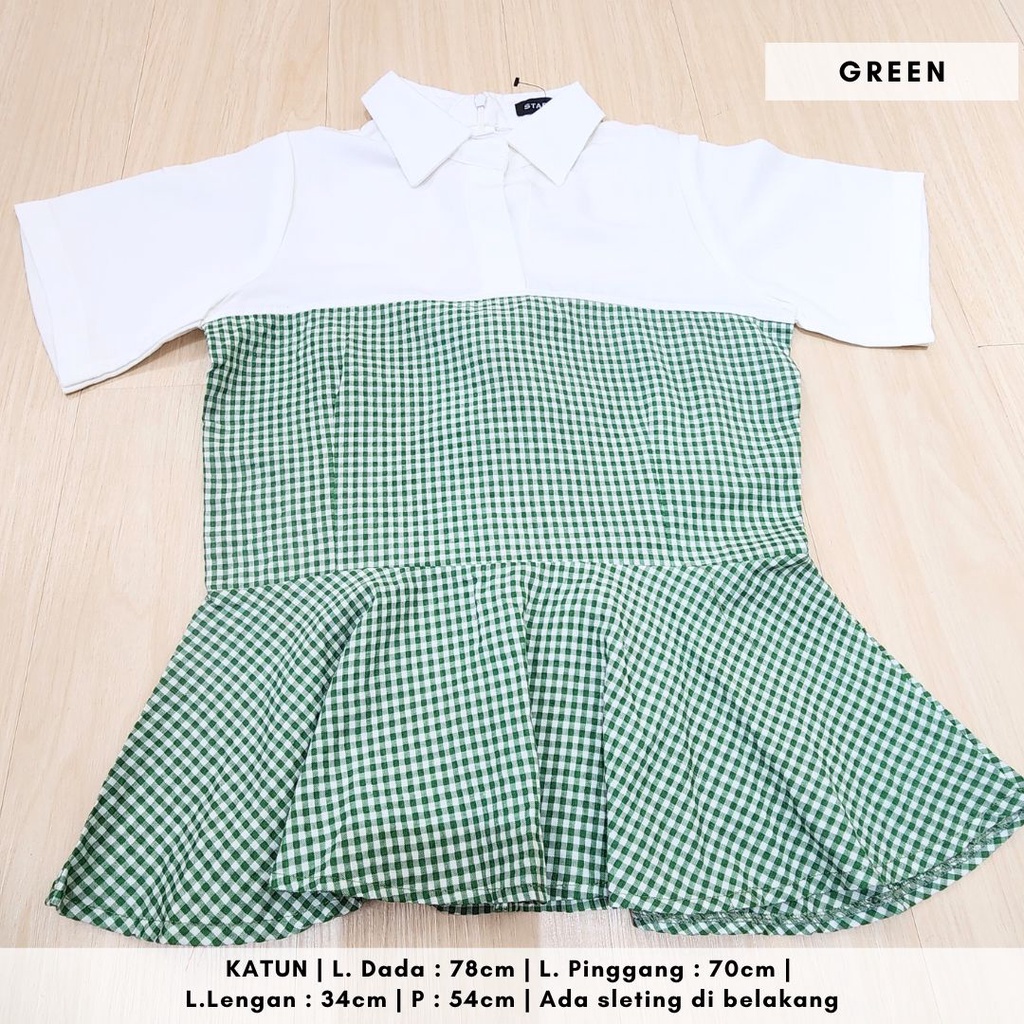 4821 gingham plaid peplum blouse