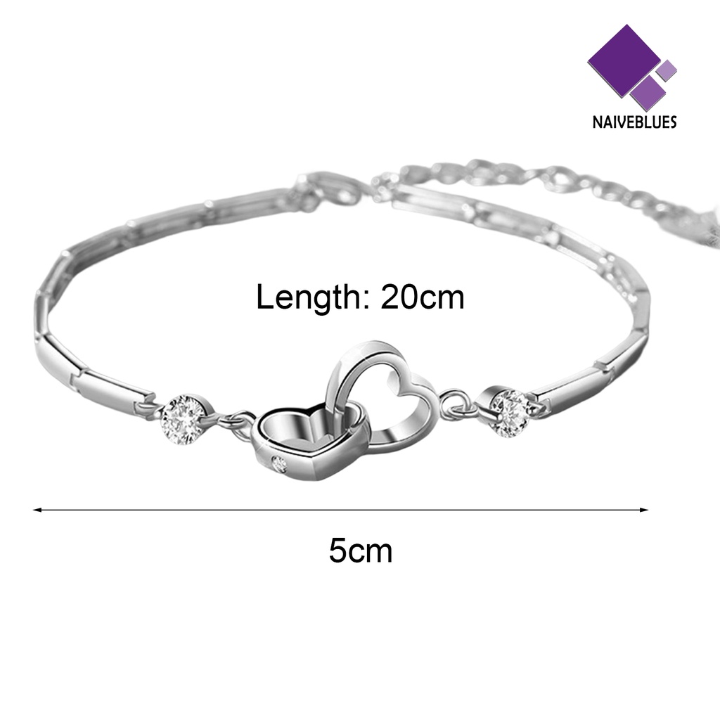 &lt; Naiveblues &gt; Gelang Wanita Warna Solid Halus Berongga Keluar Adjustable Berlian Imitasi Rantai Pernikahan