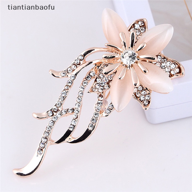 [tiantianbaofu] Opal Bunga Bros Berlian Imitasi Kristal Brooch Pin Pesta Pernikahan Wanita Perhiasan Butik