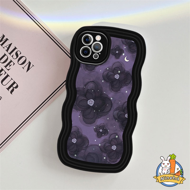Oppo A17 A17K A77 A77s A57 A16 A16K A15 A15s A3s A5s A7 A78 A76 A96 A74 A54 A93 A94 A95 A92 A52 A53 A5 A9 F11 F9 Reno 6 5 Pro 8T 8Z 7Z 6Z Fashion Retro Bunga Bergelombang Casing Hp Edge