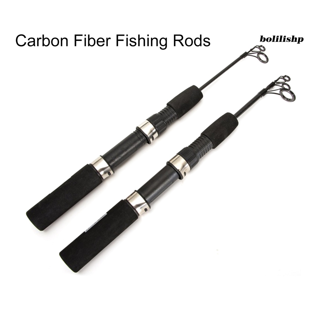 Bo-1 Set 50cm/67cm Winter Fishing Rod Dengan Reel Ultrashort Teleskopik Adjustable Ultralight Angling Serat Karbon Dua/Tiga Bagian Tiang Pancing Es Untuk Outdoor