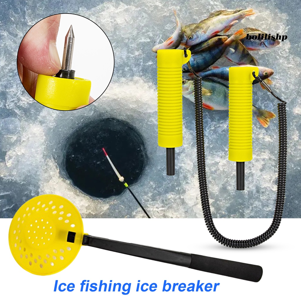 Bo-fishing Ice Pick Non-slip Pegangan Ulir Dapat Digunakan Kembali Profesional Stainless Steel Pemecah Es Universal Alat Musim Dingin Luar Ruangan Es Memancing Ditarik Ice Pick Perlengkapan Memancing