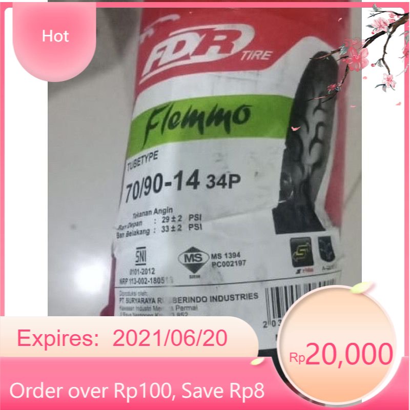 FDR Tubetype Flemmo Ban Motor 70 90 14 Matic Depan Yamaha Mio Xeon Honda Vario Beat Suzuki Spin Flem