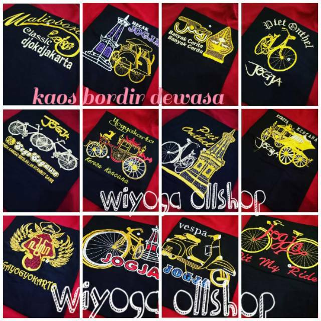 AF36 Kaos jogja bordir / lambang kraton jogja / kaos cotton/ oblong jogja / kaos jogja