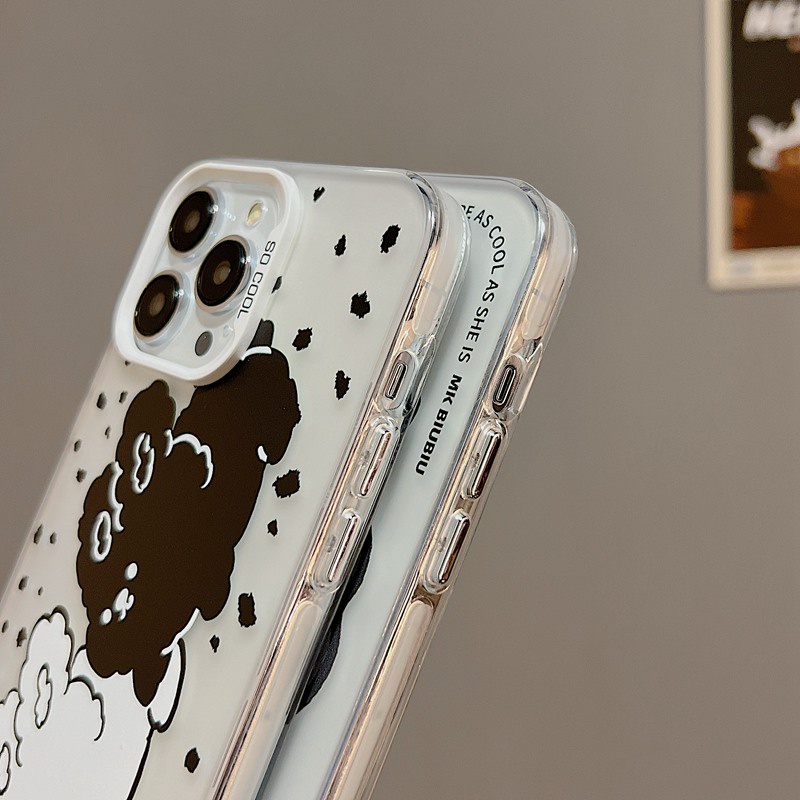 Black White Bunny Cat Skin Feel Soft Case HP iP iPhone 12 13 14 Pro Max 11 So Cool FTD Casing Apple