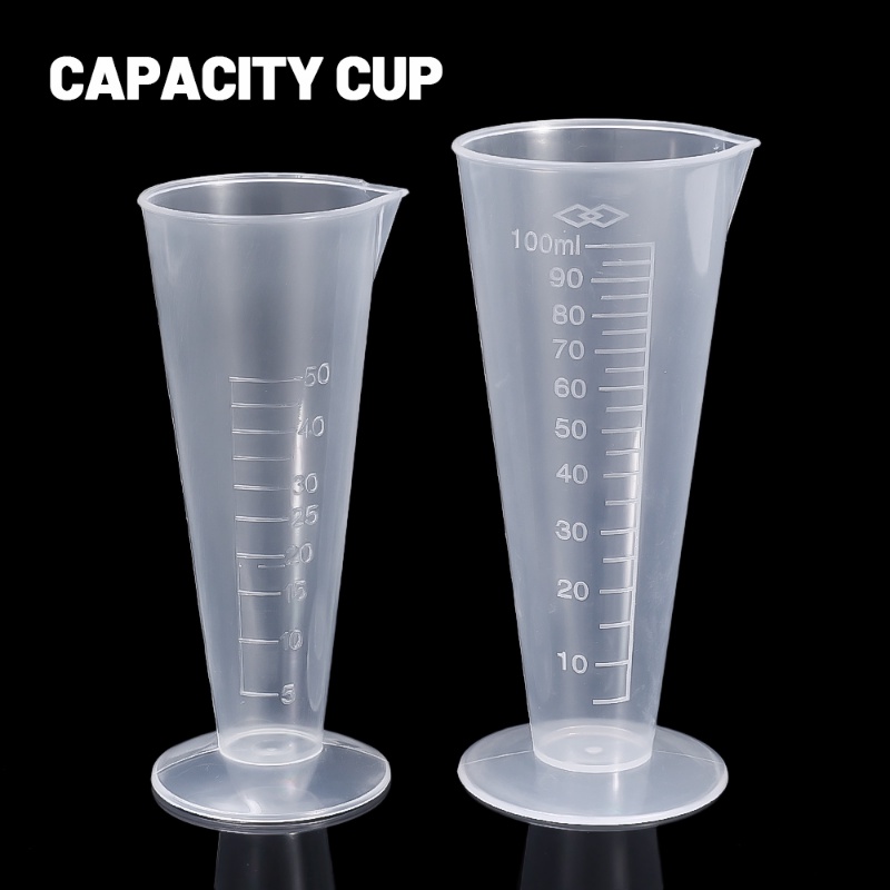 50ml/100ml Gelas Ukur Plastik Segitiga Dengan Graduated Kitchen Kettle Nozzle Capacity Cup Mengajar Measuring Cup Baking Tool