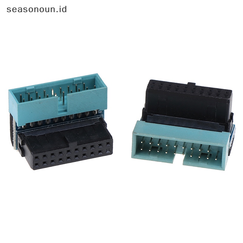 Seasonoun 1Pc 20pin USB 3.0 Adaptor Ekstensi Pria Ke Wanita Naik Turun Siku 90derajat.