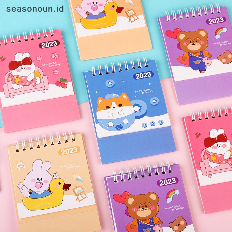 Seasonoun 2023tahun Kelinci Kartun Lucu Kalender Meja Kalender Harian Jadwal Mingguan Planner Agenda Organizer Alat Tulis Halaman Putar Kalender Abadi.