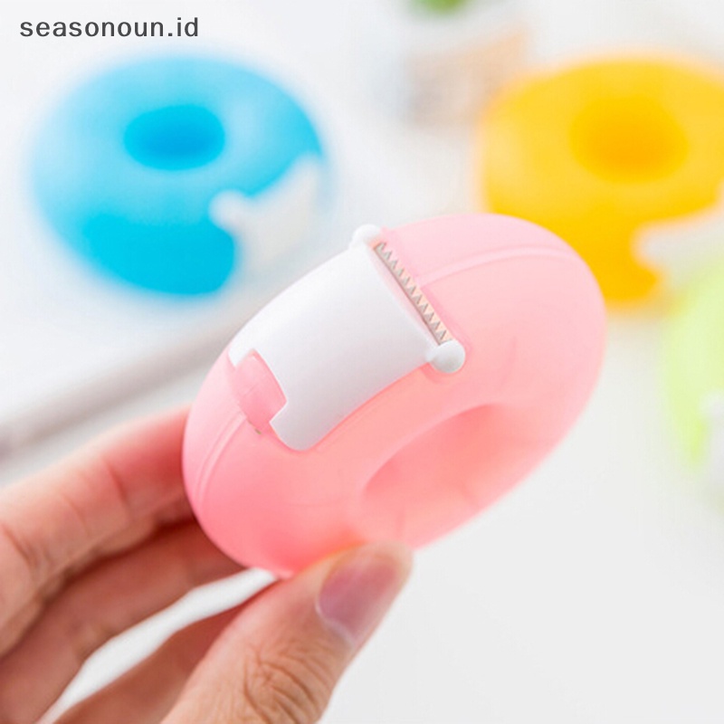 Seasonoun 1pc dispenser tape Kartun Alat Tulis portable Donat tape holder invisible tape.