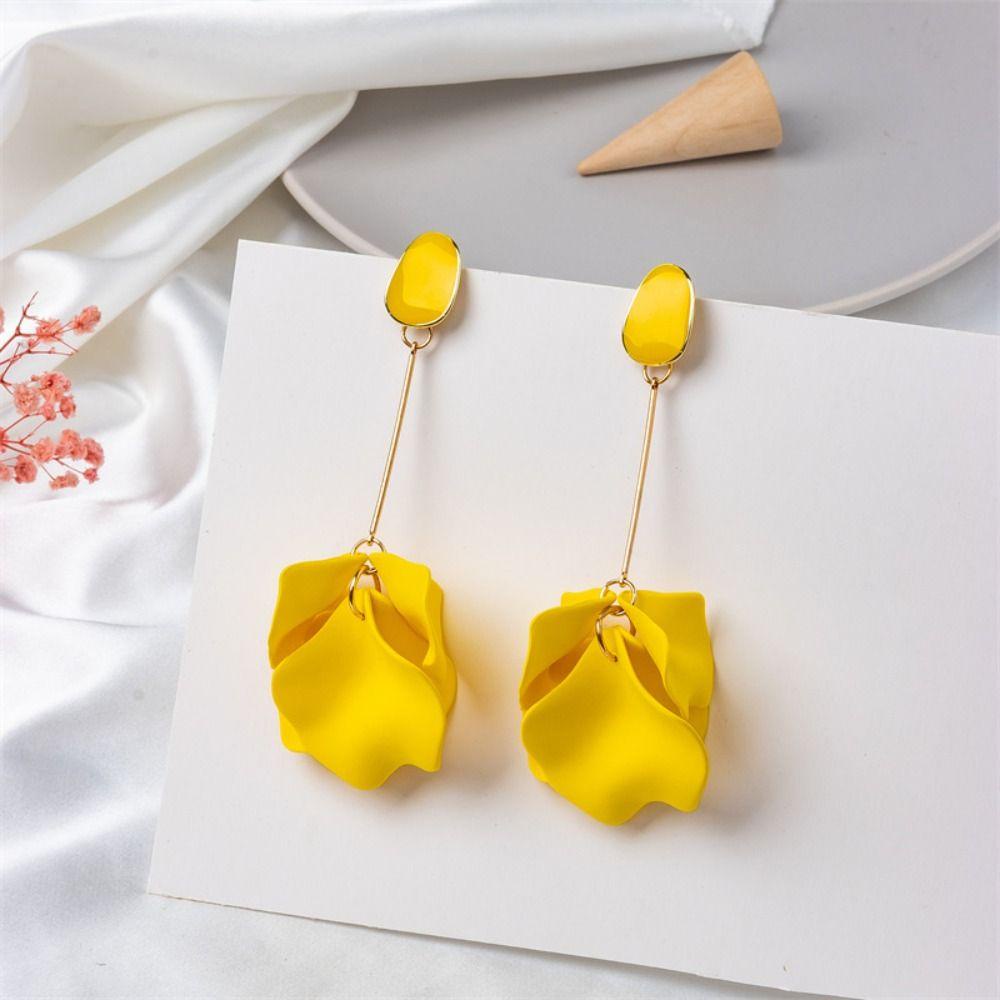 Mxbeauty Korea Anting Pesta Pernikahan Elegan Bunga Liontin Rumbai Indah Aksesoris Telinga Romantis Kelopak Drop Earrings