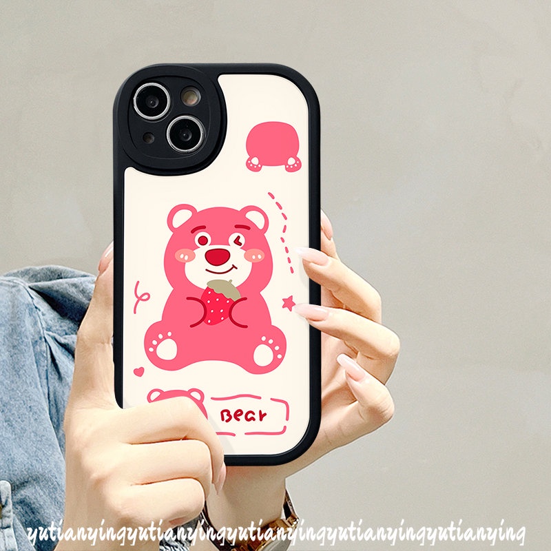 Casing Belakang Ponsel Winnie The Pooh Lucu Kompatibel Untuk iPhone 11 13 14 12 Pro XR XS X Max Max 6 6s 8 7 Plus SE 2020 Lembut Tpu Kartun Strawberry Bear Manyo Cover