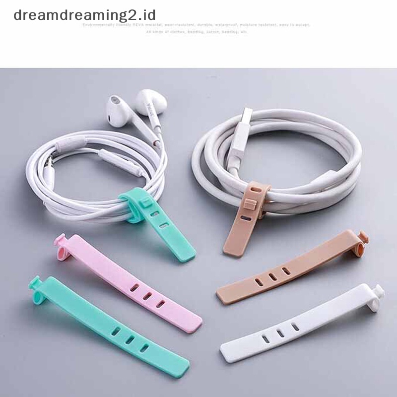 (drea) 4pcs cable winder silicone Kabel organizer Kawat Dibungkus Tempat Penyimpanan Jalur Kabel//