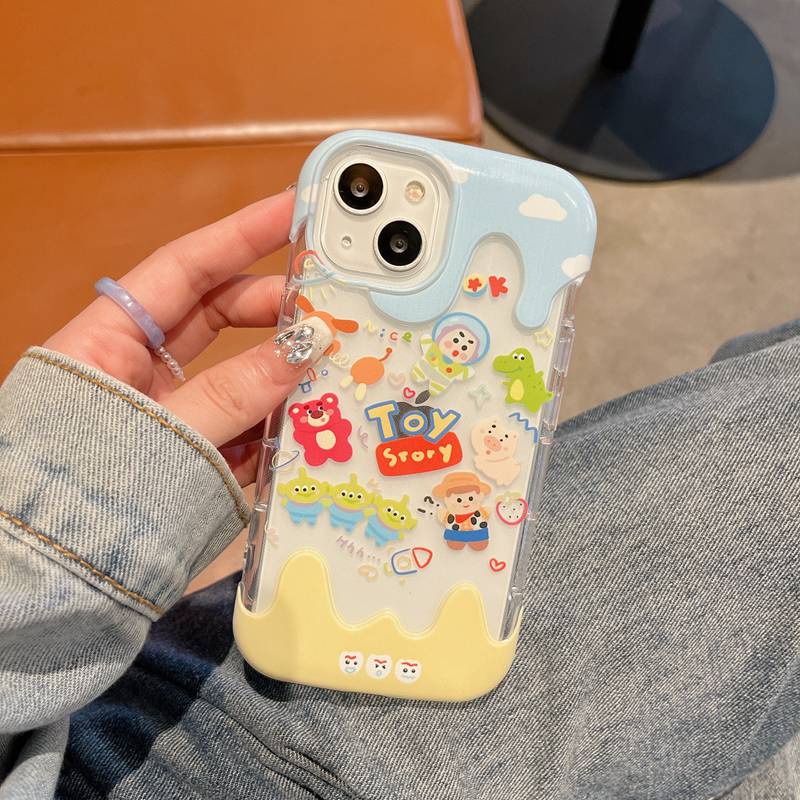 【3D Ice Cream】Cute Clear Toy Story Soft Case IPhone 7 8 Plus XR XS Max 11 12 13 14 Pro Max 14 Plus for Women Girl Gift Cartoon Disney