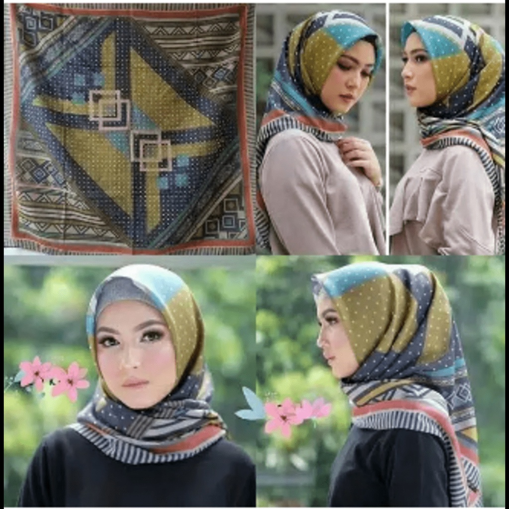 Karimake Hijab / Kerudung Segi Empat Voal Premium Printing Motif Vibrant Vortex Laser Cut 110 x 110