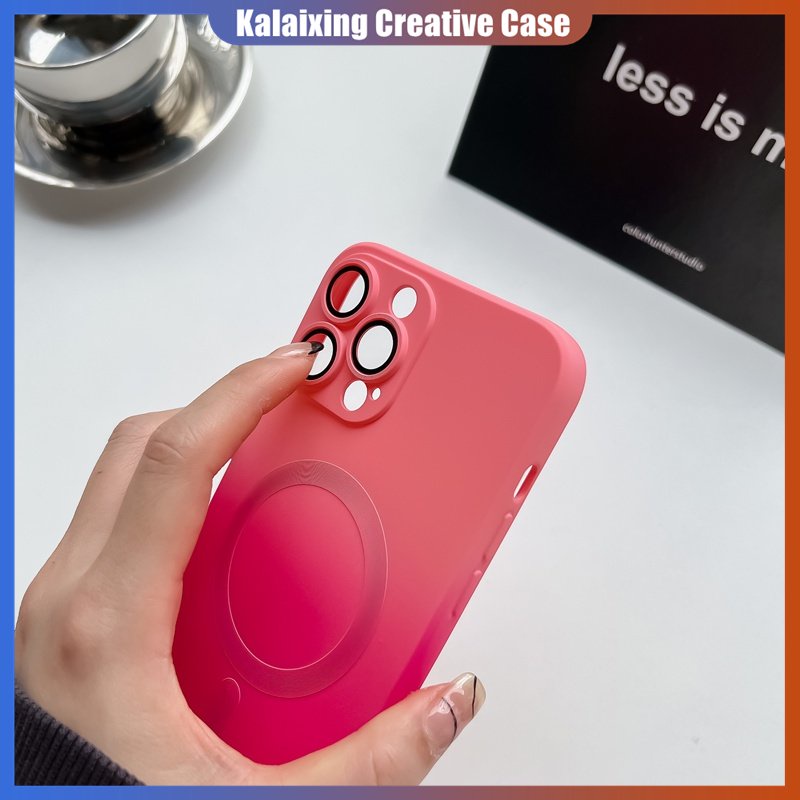 Soft Case Gradasi Silicon Untuk iPhone 13 Pro Max/12 Pro Max/11Fungsi Magnetik Penutup Belakang Dengan Film Perlindungan Lensa