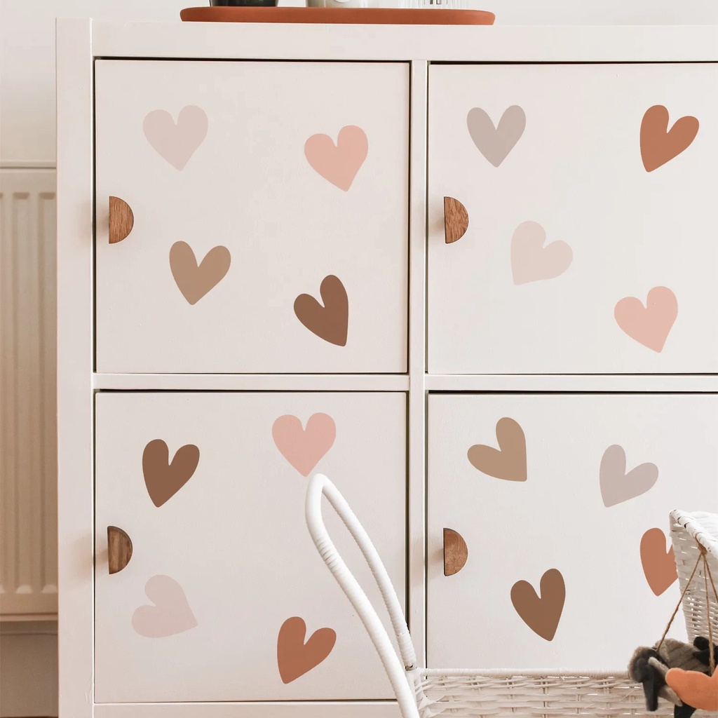 3per6lembar Trendi Gaya Boho Stiker Dinding Kreatif Hangat DIY Dekorasi PVC Perekat Diri Wallpaper Tahan Air Cinta Bentuk Hati Dinding Stiker Untuk Kamar Anak Kamar Tidur Nursery Decals